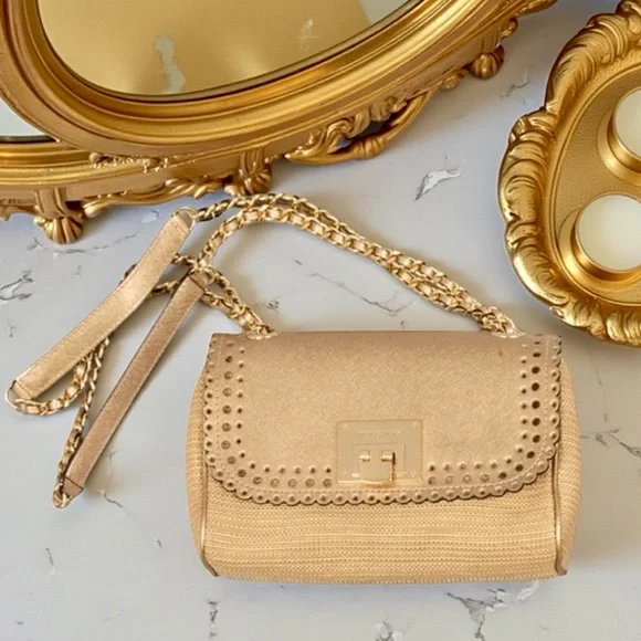 New! Michael Kors Violet Vivian Metallic Gold / Natural Two Way Bag (NWOT) - Picture 3 of 6